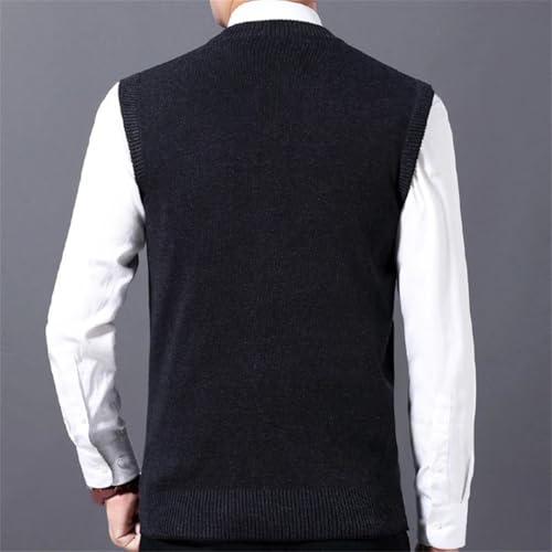 Men's Winter V-Neck Sleeveless Knit Sweater Vest Casual Slim Fit Pullover Warm Jumper Waistcoat Top 5