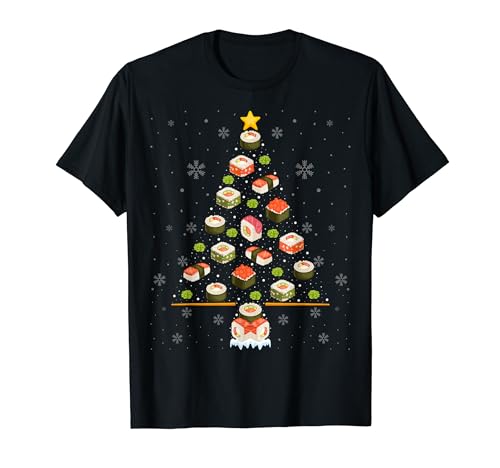 Japanese Food Sushi Christmas Tree Lights Sushi Lover Xmas Camiseta