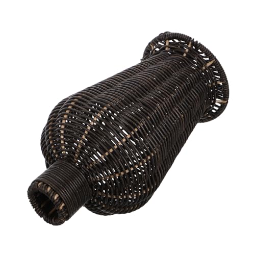 BIUDECO Florero Adornos Jarrón De Mimbre De Plástico Florero De Plastico Cesta De Plantas Tejida Titular De La Flor De Estilo Campestre Cesta Florero Maceta De Plastico El Plastico Black
