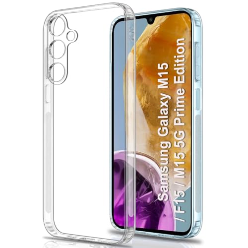 Image of TheGiftKart Back Cover Soft Case for Samsung Galaxy M15 / F15 / M15 5G Prime Edition | Best Camera Protection | Inbuilt Dust Plugs & Anti-Slip Grip | Ultra Clear Back Cover (Silicone, Transparent)