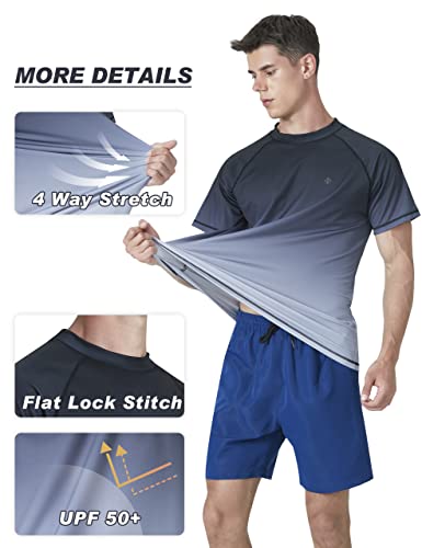 Mens Short Sleeve Swim Shirts Rash Guard Upf50 Sun Protection Quick Dry Beach Shirts Fishing T-Shirts #TOP3