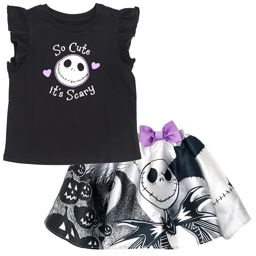 Disney Nightmare Before Christmas Jack Skellington Toddler Girls Tank Top and Satin Skirt Black/Purple Jack Skellington 4T