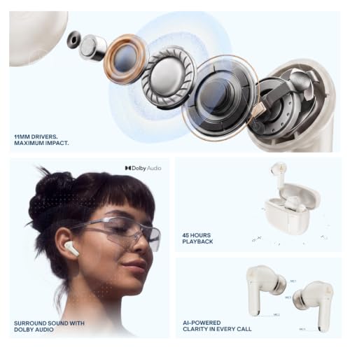 Image of boAt 2026 Launch Airdopes Prime 800D, Surround Sound by Dolby Audio, 45H Battery, Quad Mic AI-ENx, 11mm Drivers, ASAP Charge,App Support Wireless Bluetooth TWS Earbuds with mic(Smart Swedish White)