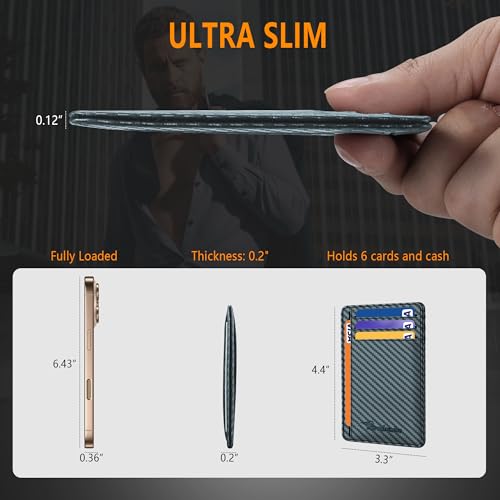 Image of Travelambo Slim Minimalist Wallet for Men, RFID Blocking Credit Card Holder, Front Pocket ID Card Case, Gifts for Men, Husband, Boyfriend, Teenage