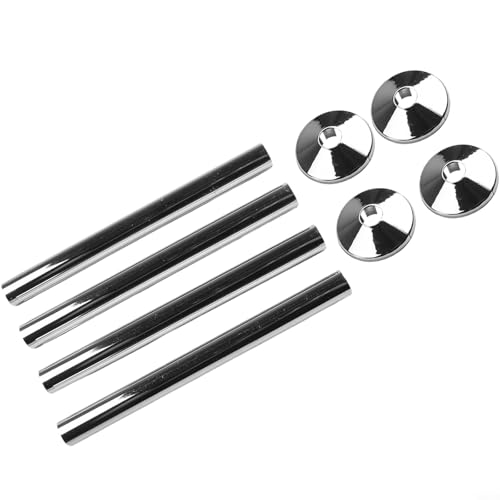 8pc Radiator Pipe Covers & Collars 15mm, Chrome and Black Plastic Pipes Radiator Cover Sleeve for Bathroom, Cut to Fit for Easy Install with Snap-On Design(Chrome)