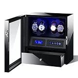 HUIBBGO Scatola Porta Orologi di Lusso con Telecomando, Display LCD Touch Screen, Illuminazione a LED, Custodia portaoggetti con 4 Motori silenziosi