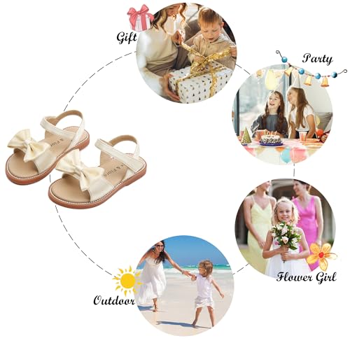 Image of Felix & Flora Toddler Girl Sandals - Little Girl Easter Dress Shoes Lightweight Open Toe Beach Holiday Flats