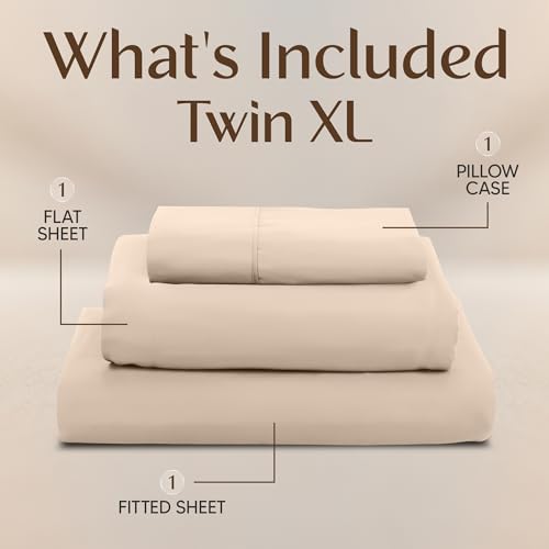 Image of Utopia Bedding Twin XL Sheet Set - Dorm Room Essentials for Students, 3 Piece Soft & Breathable Microfiber College Bedding, 1 Fitted Sheet, 1 Flat Sheet & 1 Pillowcase - Oeko Tex (Beige)