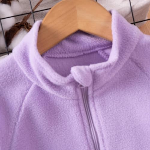 Qiylii Toddler Girls Boys Long Sleeve Fleece Coat Solid Color Zip-Up Jacket Warm Outwear Basic Fall Winter Clothes3