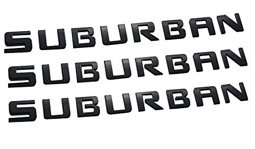 Image of Aimoll 3X Suburban Letter Emblems ABS Badge Replacement for Gm Suburban Chevrolet Glossy Shiny New (Black)