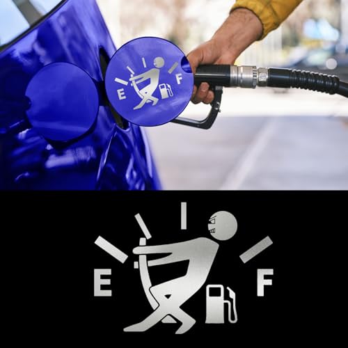 Image of Funny Car Stickers, High Gas Consumption Decal Auto Fuel Tank Cover Sticker, Universal Car Decor Accessories Fuel Gage Empty Decal for Men and Women, Fit Cars, SUVs, Trucks, Motorcycles (Silver