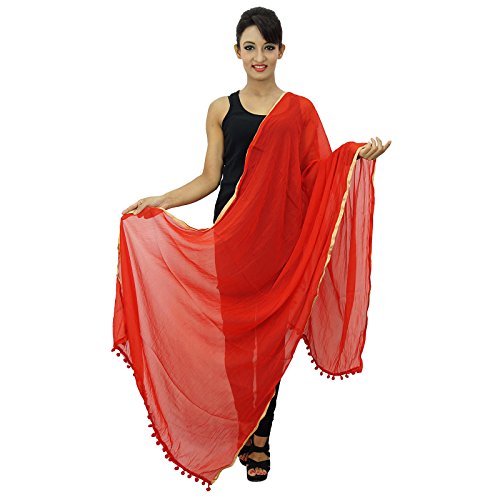 Indianbeautifulart Viscosa gasa robó indio largo Dupatta Chunni cuello del abrigo de la bufanda de la borla