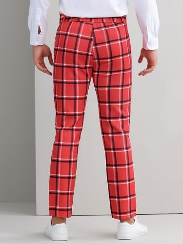 Lars Amadeus Plaid Printed Pants for Men's Regular Fit Flat Front Office Checked Slacks3