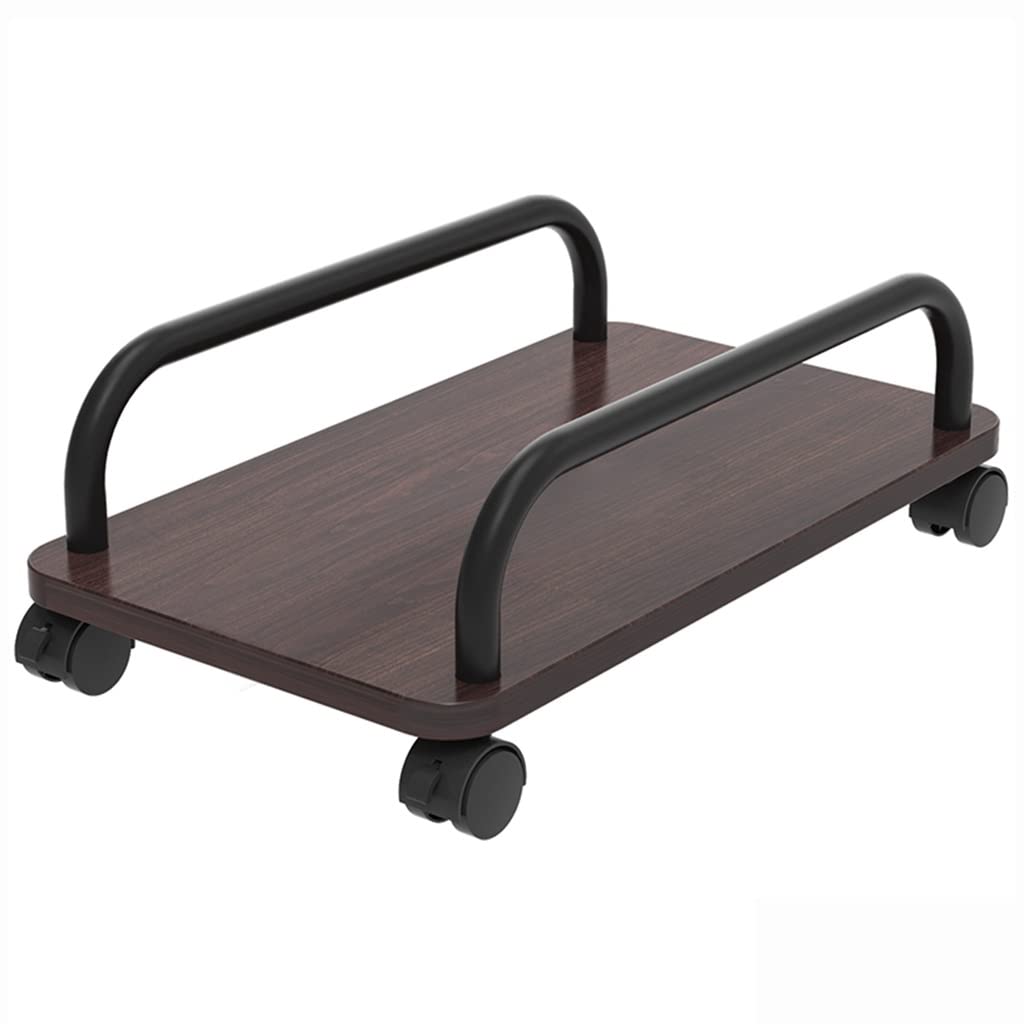 Support Tour pour processeur, Support de boîtier de Bureau à roulettes avec côtés de Protection et 2 roulettes verrouillables (Marron 45 x 28 x 15,5 cm)