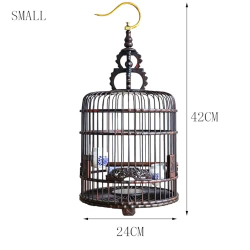 Cage pour oiseaux volière en bois avec crochet cage à oiseaux ronde portable pour troglodyte - 3