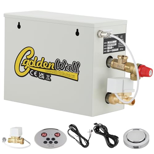 CGOLDENWALL Generatore di sauna a vapore da 3 kW, 220 V, con sistema di drenaggio automatico, regolatore digitale 35-55 ℃ regolabile, ideale per sauna/doccia/bagno/SPA