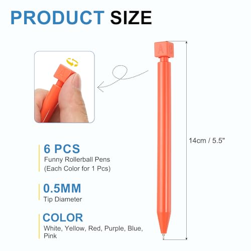 PATIKIL Juego de 6 Bolígrafo Rollerball 0.5mm Tinta Negra miniatura 2