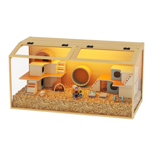 BingoPaw Wooden Hamster Cage with Tempered Glass Chewproof XL(100x50x50cm)