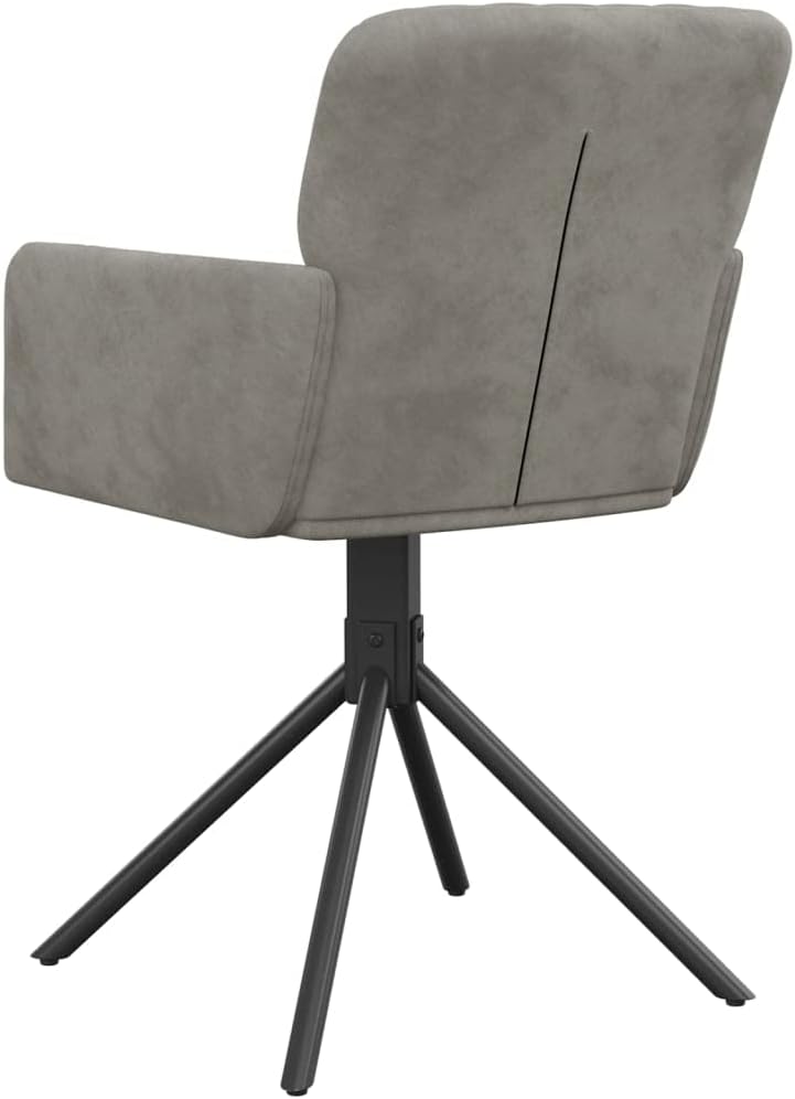 vidaXL Swivel Dining Chairs Set, 2 pcs in Light Gray Velvet - Modern Design, Spacious Comfort, Metal and Plywood Structure, Compliant with CA Prop 65