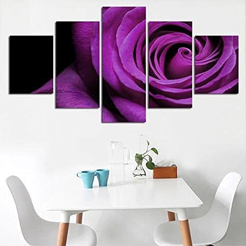 Impression sur toile rose violet moderne 5 pièces sans cadre