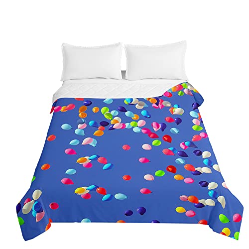 Chickwin Tagesdecken für Einzelbetten Doppelbetten, Ballon Muster Tagesdecke Bettüberwurf Kinder Mikrofaser Bettüberwürfe Wohndecke Sofa Überwurfdecke Kuscheldecke (230x260cm,Bunte Luftballons)