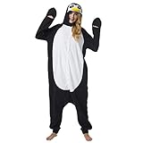 Katara 1744 - Pinguin Kostüm-Anzug Onesie/Jumpsuit Einteiler Body für Erwachsene Damen Herren als Pyjama oder Schlafanzug Unisex - viele Verschiedene Tiere