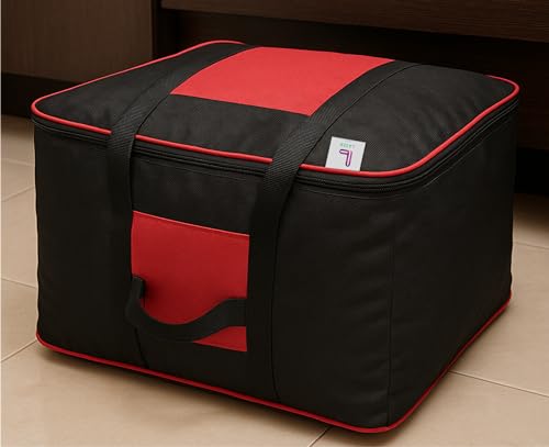 Image of Lazer Underbed Storage Bag Pack of 2, Large Capacity Clothes Organizer with Zipper & Handles, Moisture Proof Foldable Storage Bag for Blanket, Saree & Wardrobe (54 x 46 x 28 cm)