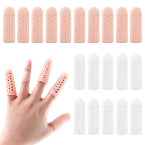 Uncle Yang Fingerschutz Silikon 20 Stück – Fingerkuppenschutz atmungsaktiv & wiederverwendbar – Fingerlinge gegen Risse, Schmerzen, Reibung – Schutzkappen für Daumen & Finger bei Ekzemen, Arthritis