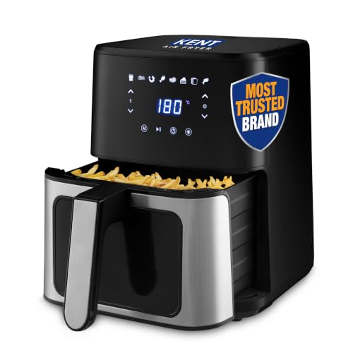 KENT Digital Air Fryer 5L | 1400W | Bake, Grill & Roast | Up to 80% Less Oil Usage | 8 Preset Menu | Rapid Heat Circulation | Digital Display & Touch 