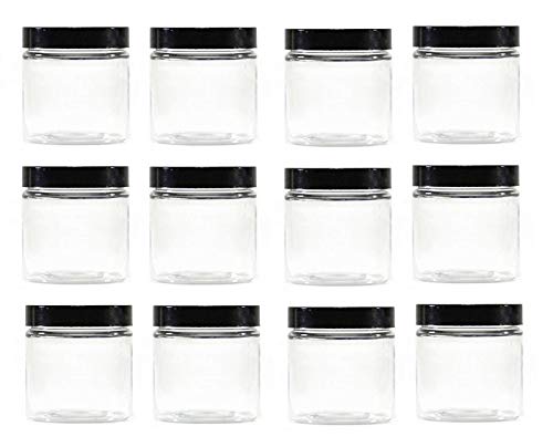 Clear 4 Oz Glass Jar Black Lid - Pack of 12