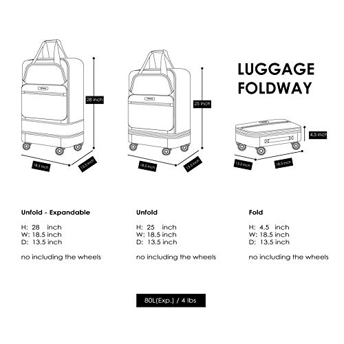 Foldable Luggage Bag with Spinner wheels，Expandable Collapsible Rolling Duffel Bag,Large Suitcase for Travel,Checked Luggage 24/28inches (2 in 1),Red