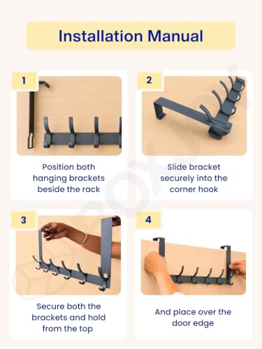 Image of BOXJOY 12 Hook Over The Door Hanger | Wall Hanging Metal Hook Cloth Hangers