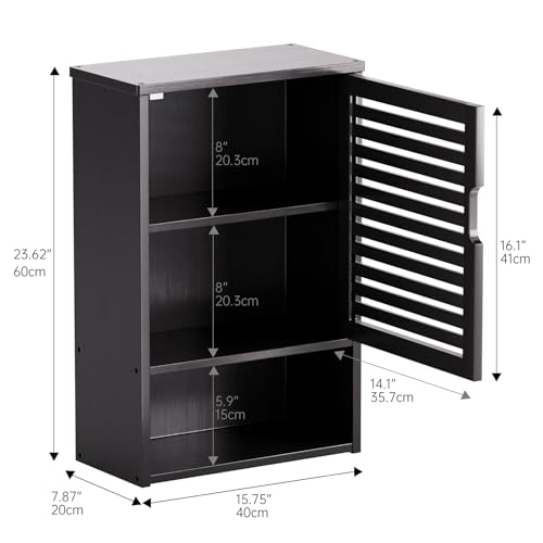 HITNET Bathroom Storage Cabinet Wall Mounted, Hanging Medicine Cabinet with Adjustable Shelf, Over the Toilet Space Saver Organizer, Black Bamboo Kitchen Cupboard, Single Door by HITNET - Image 3