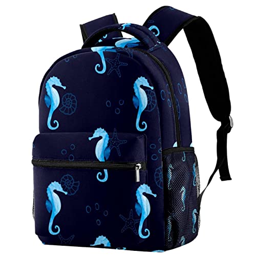 Sac à dos bleu marine hippocampe spacieux pour soulager le dos en voyage