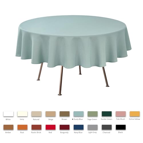 Image of maxmill Round Weaved Texture Design Tablecloth Spill-Proof Wrinkle Free Soft Washable Table Cloth for Circular Table Cover, for Dining Room Banquet Parties Holiday Dinner, 70 Inch Dusty Blue