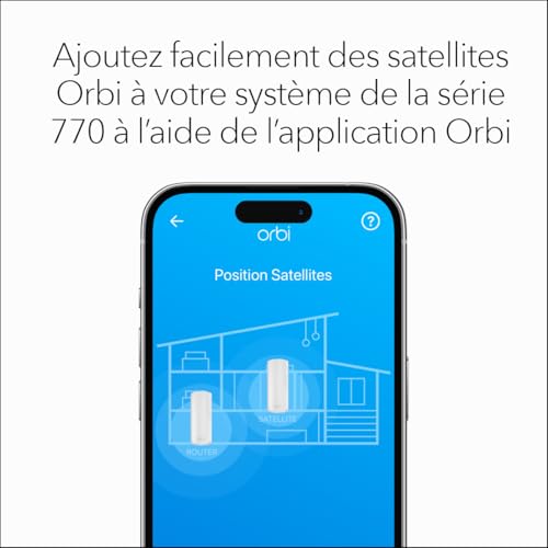 NETGEAR Orbi série 770, Satellite Mesh WiFi 7, RBE770, Fonctionne avec Orbi RBE772 et RBE773, Jusqu'à 11 Gbits/s, Étend la Couverture jusqu'à 180 m², Et 100 appareils, Tri-Band BE11000, Pack de 1