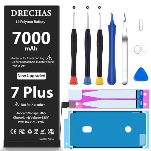 [7000mAh]Battery for iPhone 7 Plus 2026 New Upgraded High Capacity 0 Cycle Li-Polymer Replacement Battery for iPhone 7 Plus Models A1661 A1784 A1785 with Complete Professional Repair Tool Kit