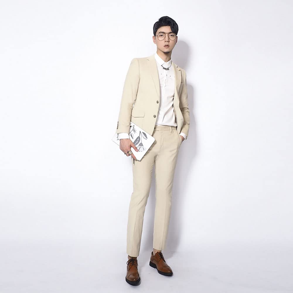 Uomo Casual Due Pezzi Vestito Notch Risvolto Cena Smoking Giacca e Pantaloni Set