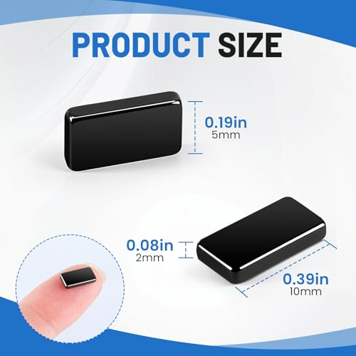 Image of MIKEDE 110 Pcs Magnets, Waterproof Strong Neodymium Bar Magnets with Epoxy Coating and Adhesive, Rare Earth Magnet, Strong Magnet Heavy Duty for Tool Room, Kitchen, Whiteboard - 0.39 x 0.19 x 0.08 in