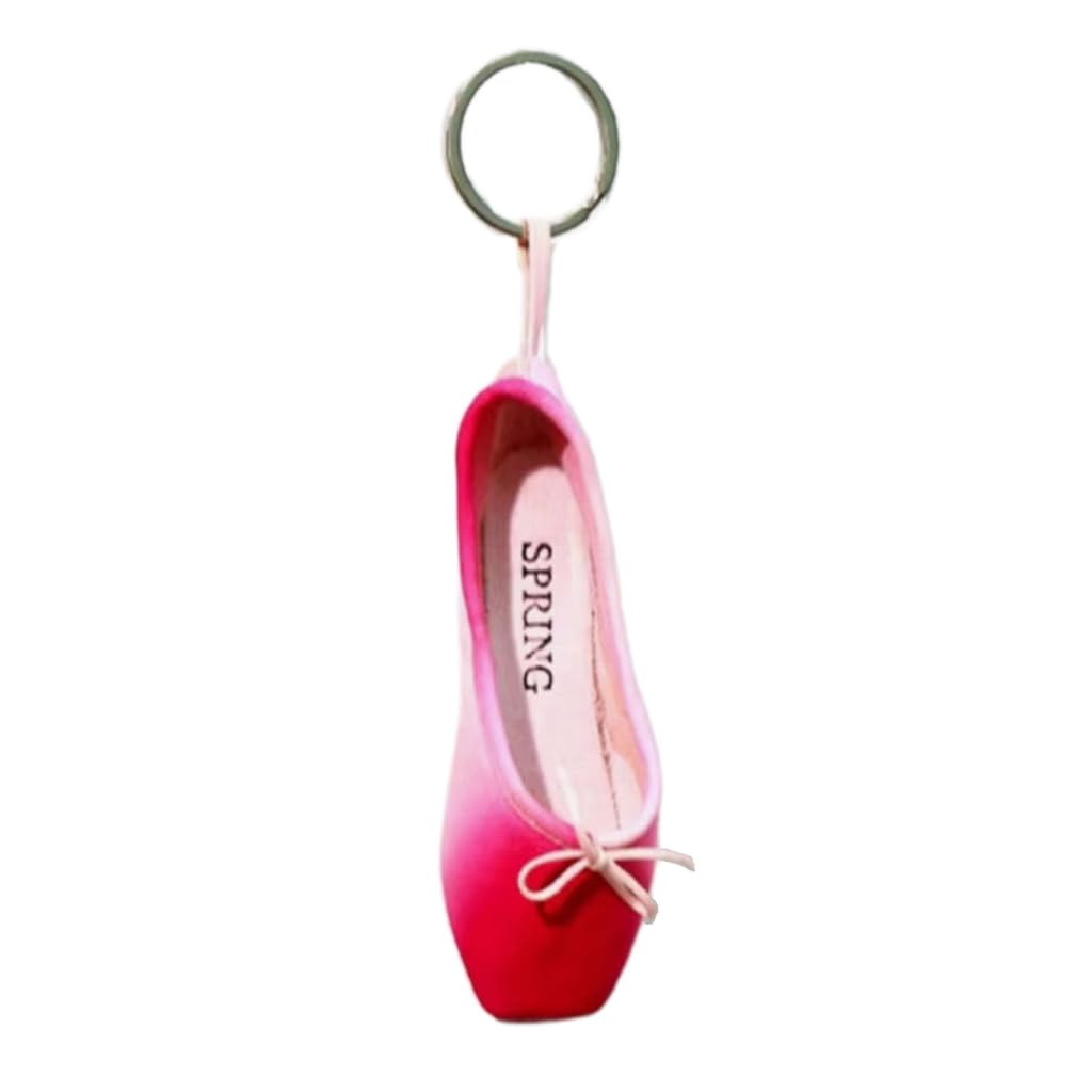 Vdaxvme Handmade Ballet Shoes Keychain Miniature Pointe Shoe Keyrings Colorful Multifunctional Car Bags Keyrings Ornaments, Rose Red