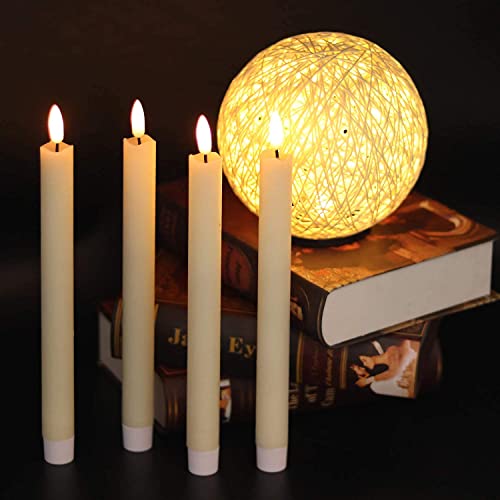 Image of Desidiya Flameless Ivory Taper Candles - Battery Operated LED Window Candles with Real Wax & 3D Flickering Wick - Warm White Light, Pack of 6 - Decorative Candle Lights for Home