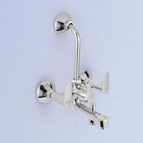 Benelave by Hindware 3-in-1 Wall Mixer for Bathroom | Made of Brass | Mirror-like Chrome Polish Finish | Provision for Overhead Shower & Hand Shower |