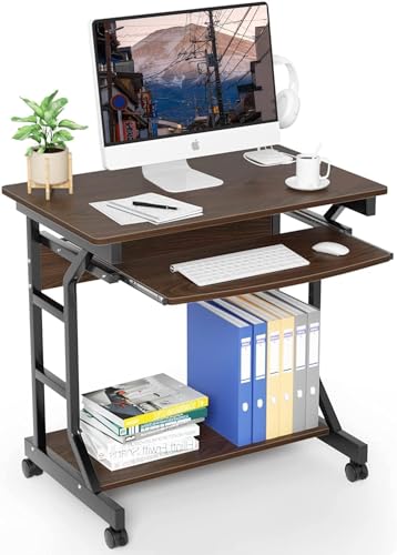 Image of TEKAVO Zon Movable Computer Study Table for Home Office with Wheels | Office Desk for Work | Workstation Table for Home (80L x 50W x75H cm) DIY Assembly