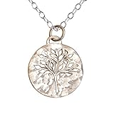 Sterling Silver Tree of Life Necklace, Hammered Round Family Tree for Mom, Mother's Day Gift. Perfect retirement gift!