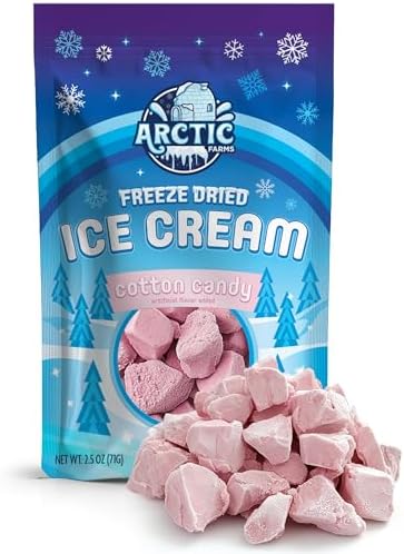 Arctic Farms Freeze Dried Ice Cream Bits Bagged and Boxed - Does Not Melt (Cotton Candy Pink)