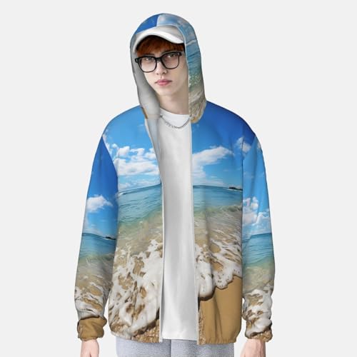 Men's UPF 50+ Sun Protection Hoodie Sea and Beach Long Sleeve Sun Shirts Full Zip Light Fishing Jacket4