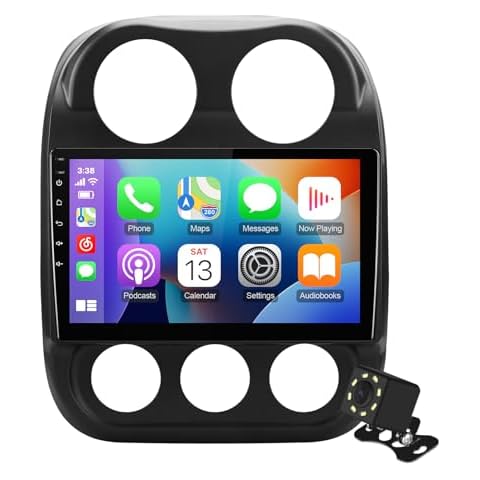 ISUDAR 10.1 Inch IPS Touchscreen Android 12 Car Stereo for Jeep Compass/Patriot 2010-2016 with Wireless CarPlay & Android Auto, 32GB, GPS, WiFi, Bluetooth, FM Radio, Backup Camera, SWC Cover