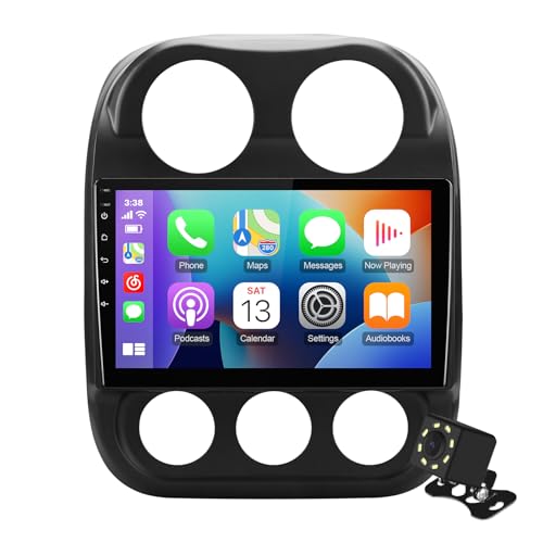 ISUDAR 10.1 Inch IPS Touchscreen Android 12 Car Stereo for Jeep Compass/Patriot 2010-2016 with Wireless CarPlay & Android Auto 32GB GPS WiFi Bluetooth FM Radio Backup Camera SWC