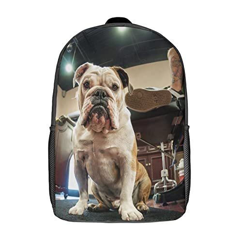 Sac à dos imprimé en 3D Bulldog mode sac d'école enfant 17 pouces et sac de voyage extérieur adulte