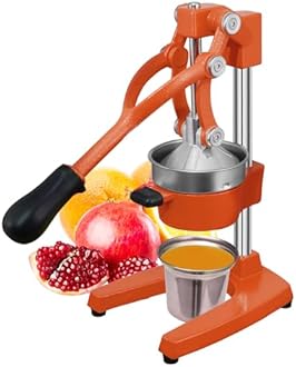 Commercial Heavy Duty Cast Iron Hand Press Manual Orange Citrus Lemon Lime Grapefruit Pomegranate Fruit Juice Squeezer Machine with Stainless Steel Cup